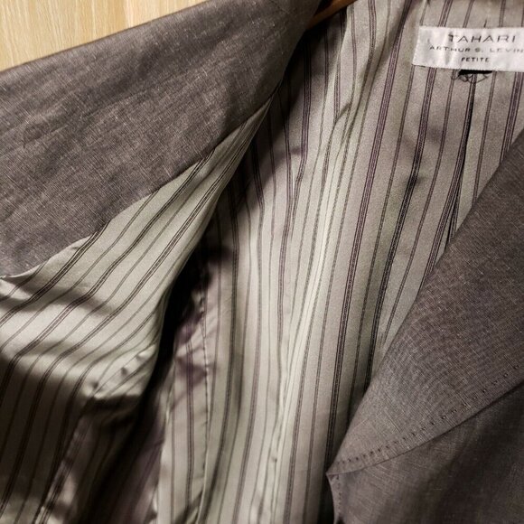 Tahari Petite Linen Blend Gray Menswear Inspired Blazer Small Petite - Picture 4 of 6